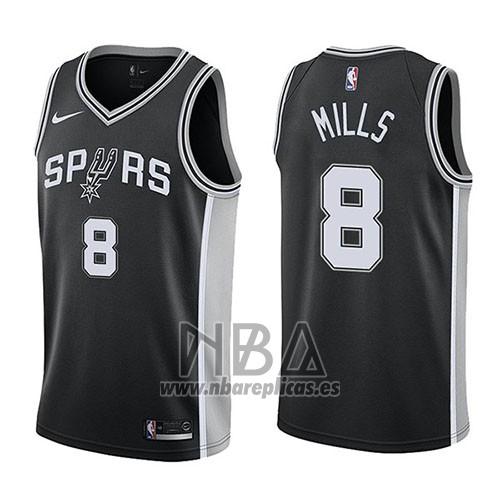 Camiseta San Antonio Spurs Patty Mills NO 8 Swingman Icon 2017-18 Negro